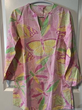 Lilly Pulitzer Pool Tunic Top Girls XLarge Butterfly Pink Excellent